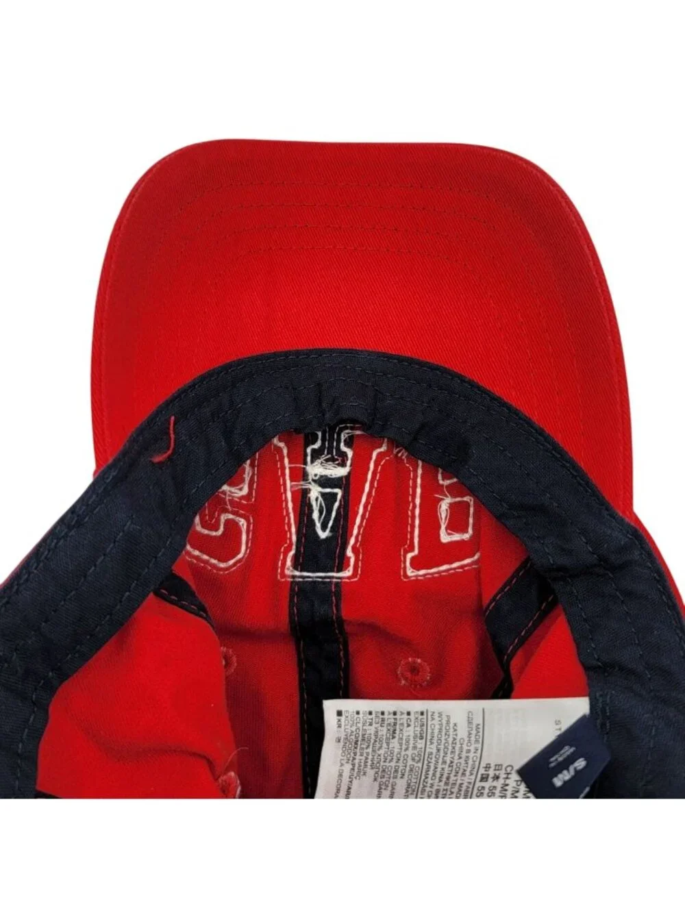 GAP Kids Baseball Hat Red Small Medium Applique White Spell Out Hook Loop Logo